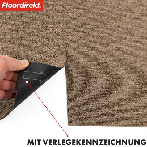 FLOORDIREKT Teppichfliese Moscow - Selbstliegend - 50 x 50 cm - Hellbraun