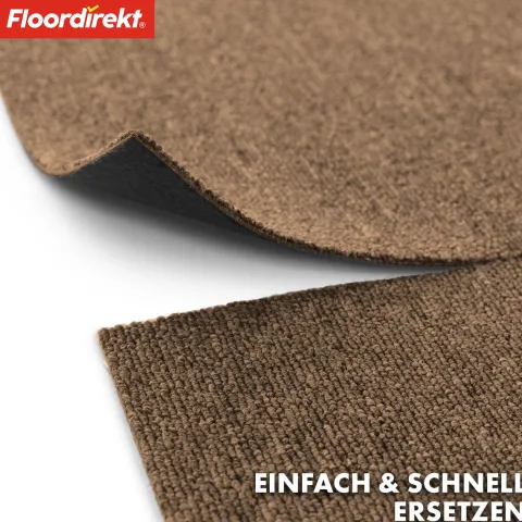 FLOORDIREKT Teppichfliese Moscow - Selbstliegend - 50 x 50 cm - Hellbraun