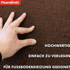 FLOORDIREKT Teppichfliese Moscow - Selbstliegend - 50 x 50 cm - Hellbraun