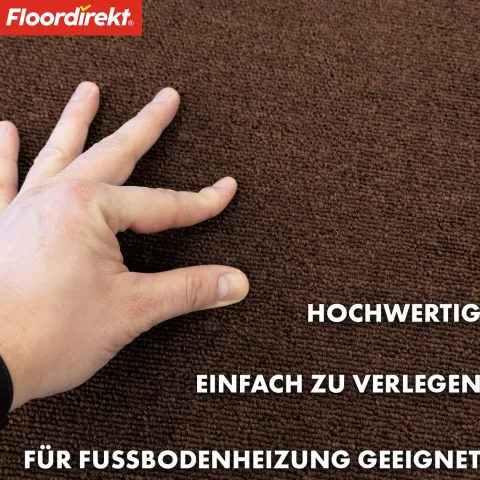 FLOORDIREKT Teppichfliese Moscow - Selbstliegend - 50 x 50 cm - Hellbraun