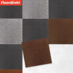 FLOORDIREKT Teppichfliese Moscow - Selbstliegend - 50 x 50 cm - Hellbraun