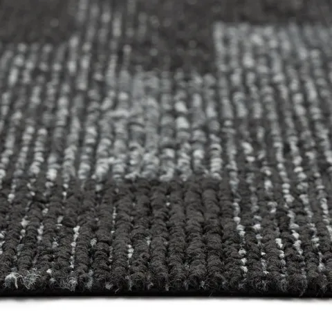 FLOORDIREKT Teppichfliese Santo - 50 x 50 cm - Selbstliegend - Schwarz 78
