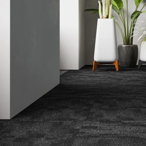 FLOORDIREKT Teppichfliese Santo - 50 x 50 cm - Selbstliegend - Schwarz 78