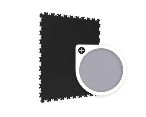 Garagenboden Vinylboden R-Tile Fliese mit Schwalbenschwanz-Verzahnung Uni schwarz 503 x 503 x 7 mm