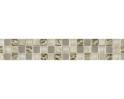 Glasbordüre mitNaturstein creme mix 4,8x29,8 cm