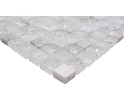 Glasmosaik mit Naturstein XIC 1011 weiß 30,5x30,5 cm