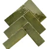 Handgefertigte Fliese Zellige Bejmat 36 vert bouteille 5x15cm glänzend