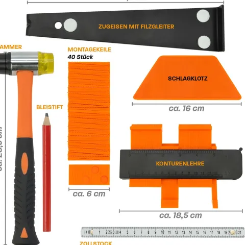Hinrichs Laminat Verlegeset - 46-teiliges Komplettset - Boden Verlegewerkzeug