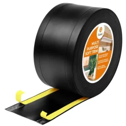 6in1 Multifunktionale PVC-Abschlussleiste Selbstklebend – Breite 75 mm - flexibel, robust und vielseitig einsetzbar - 25 Meter, Schwarz