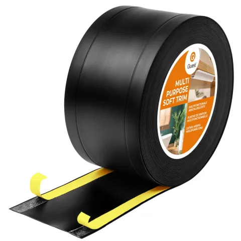 6in1 Multifunktionale PVC-Abschlussleiste Selbstklebend – Breite 75 mm - flexibel, robust und vielseitig einsetzbar - 25 Meter, Schwarz