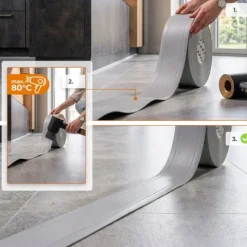 6in1 Multifunktionale PVC-Abschlussleiste Selbstklebend – Breite 75 mm - flexibel, robust und vielseitig einsetzbar - 25 Meter, Schwarz