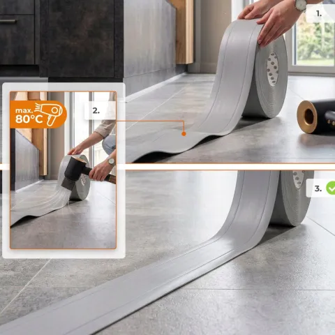 2in1 Multifunktionale PVC-Abschlussleiste Selbstklebend – Breite 110 mm - flexibel, robust und vielseitig einsetzbar - 5 Meter, Weiß
