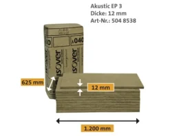 ISOVER Estrichdämmplatte Akustic EP3 Trittschalldämmung für schwimmende Estriche WLG 040 1250 mm x 600 mm x 12 mm