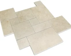 Kalkstein Bodenfliese Tripoli römischer Verband 1,2 cm stark Oberfläche und Kanten getrommelt