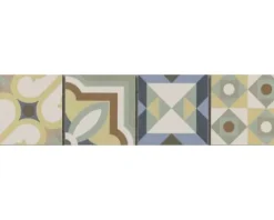 Keramikbordüre Patchwork mix 7,7x31,8 cm