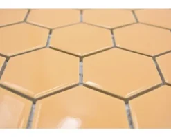 Keramikmosaik Hexagon HX 570 32,5x28,1 cm ockerorange glänzend