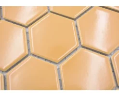 Keramikmosaik Hexagon HX 570 32,5x28,1 cm ockerorange glänzend