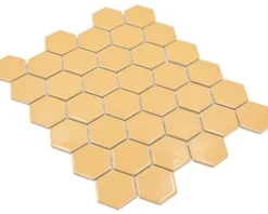Keramikmosaik Hexagon HX 570 32,5x28,1 cm ockerorange glänzend