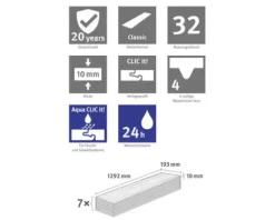 Laminat Nature Sense Aqua Avery Eiche grau Landhausdiele 1292 x 193 x 10 mm