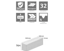 Laminat Nature Sense Newport Eiche creme Fischgrät 840 x 168 x 8 mm