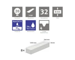 Laminat wasserfest Nature Sense Aqua Victoria Eiche hellgrau Landhausdiele 1292 x 246 x 8 mm