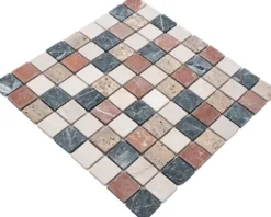 Marmor-Natursteinmosaik Random 30,5x30,5 cm beige/braun