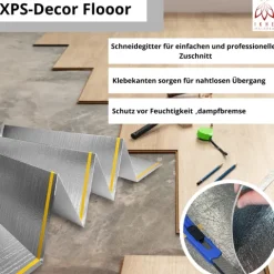 10m² Fußboden Unterlage Klick Vinylboden LVT 1,5 mm Schalldämmung Warmdämmung Trittschalldämmung ≤ 400 kPa