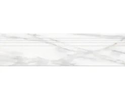 MIRAVA Feinsteinzeug Treppenstufe LUCCA Bianco gold matt 29,5 x 120 x 0,9 cm rektifiziert