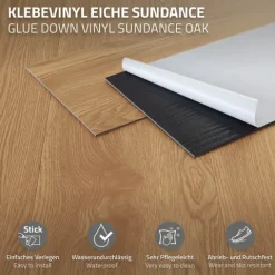 ML-Design Deluxe PVC Bodenbelag, Selbstklebende Vinyl-Dielen, Vinylboden, 91,5 cm x 15,3 cm x 2 mm, Dicke 2 mm, 11,15m²/80 Dielen, Eiche Sundance, Holzoptik, rutschfest, wasserfest, Einfache Verlegung