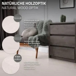 ML-Design Deluxe PVC Bodenbelag, Selbstklebende Vinyl-Dielen, Vinylboden, 91,5 cm x 15,3 cm x 2 mm, Dicke 2 mm, 6,69m²/48 Dielen, Weiß Eiche, Holzoptik, rutschfest, wasserfest, Einfache Verlegung