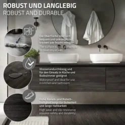 ML-Design Deluxe PVC Bodenbelag, Selbstklebende Vinyl-Dielen, Vinylboden, 91,5 cm x 15,3 cm x 2 mm, Dicke 2mm, 6,69m²/48 Dielen, Eiche Dunkelgrau, Holzoptik, rutschfest, wasserfest, Einfache Verlegung