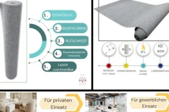 6 m² Selbstklebender Teppich Teppichboden Teppichbelag Bodenbelag Strapazierfähiger Wasserdicht – 120 cm x 500 cm (hell)