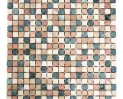 Natursteinmosaik MOS 15/RND 30,5x32,2 cm beige/braun/grün
