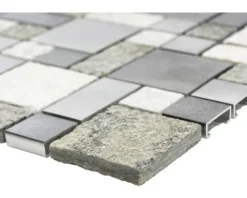 Natursteinmosaik XSA 525 silber/grau 30x30 cm