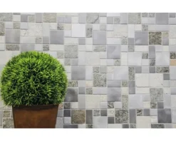 Natursteinmosaik XSA 525 silber/grau 30x30 cm
