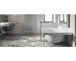 PVC-Boden Balder Fliesenoptik provence black & white Fliesen 20x20 cm 400 cm breit (Meterware)