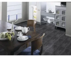 PVC-Boden Narvi Fliesenoptik schwarz Fliesen 25x50 cm 300 cm breit (Meterware)