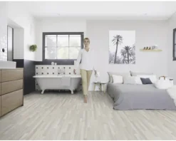 PVC-Boden Texal Holzdielenoptik Lodge Milk Dielen 5,5x100 cm 200 cm breit (Meterware)