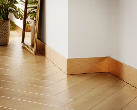 Rechtes, modulbares Außeneck FCEP für FC-Stahl-Sockelleisten 12 mm x 30 mm x 100 mm - kupfer gebürstet