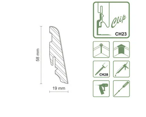 SKANDOR Sockelleiste Buche SU60L 2400 x 58 x 19 mm