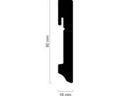 SKANDOR Sockelleiste FU96L MDF weiß lackiert 2400 x 90 x 16 mm