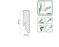 SKANDOR Sockelleiste SF253L weiß foliert 2500 x 58 x 16 mm