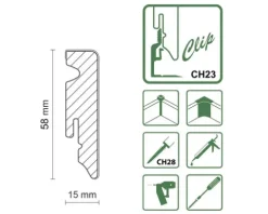 SKANDOR Sockelleiste weiß FU62L 2400 x 58 x 15 mm