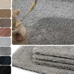 Teppichfliesen 50x50 cm selbstliegend, Velours Hochflor, Noblesse Grau