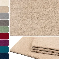 Teppichfliesen 50x50 cm selbstliegend, Velours Hochflor, Simply Soft Beige Hell Braun