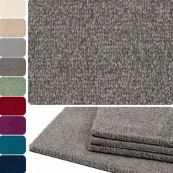 Teppichfliesen 50x50 cm selbstliegend, Velours Hochflor, Simply Soft Dunkel Grau
