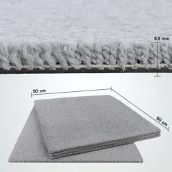 Teppichfliesen 50x50 cm selbstliegend, Velours Hochflor, Simply Soft Hell Grau