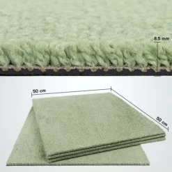Teppichfliesen 50x50 cm selbstliegend, Velours Hochflor, Simply Soft Hell Grün
