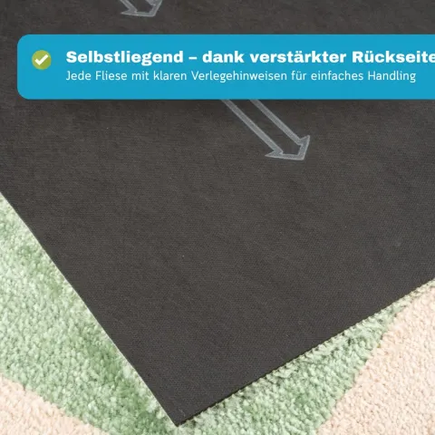 Teppichfliesen 50x50 cm selbstliegend, Velours Hochflor, Simply Soft Hell Grün