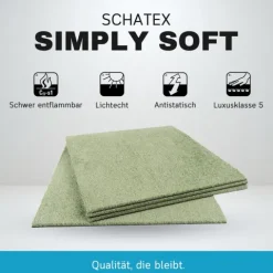 Teppichfliesen 50x50 cm selbstliegend, Velours Hochflor, Simply Soft Hell Grün